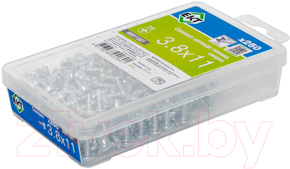 Саморез ЕКТ С цилиндрической головкой 3.8x11 сверло / B0011561 (250шт, оцинкованный) — фото 3