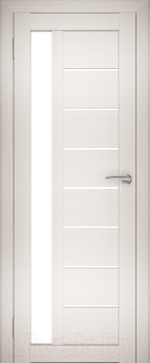 Дверь межкомнатная Юни Амати 04 40x200 (эшвайт/стекло белое)