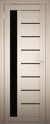 Дверь межкомнатная Юни Амати 04 40x200 (дуб беленый/стекло черное)