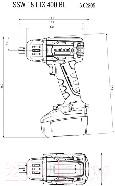 Профессиональный гайковерт Metabo SSW 18 LTX 400 BL