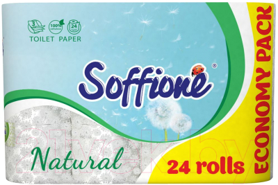 

Туалетная бумага Soffione, Белый, Natural 3х слойная