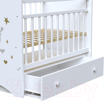 Детская кроватка VDK Baby Vintage маятник-ящик (белый)