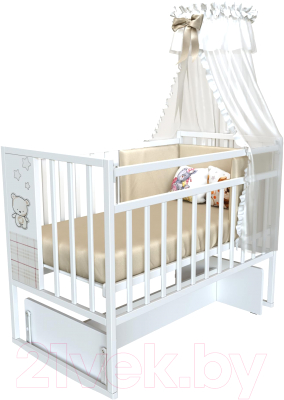 Детская кроватка VDK Mini Loft 3D Funny Bear поперечный маятник