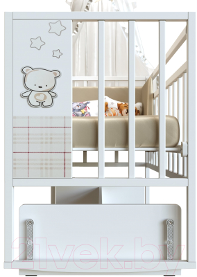 Детская кроватка VDK Mini Loft 3D Funny Bear поперечный маятник (Bianco)