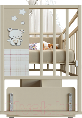 Детская кроватка VDK Mini Loft 3D Funny Bear поперечный маятник (Milky)