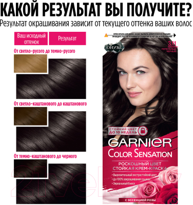 Крем-краска для волос Garnier Color Sensation 3.11 (пепельный черный)