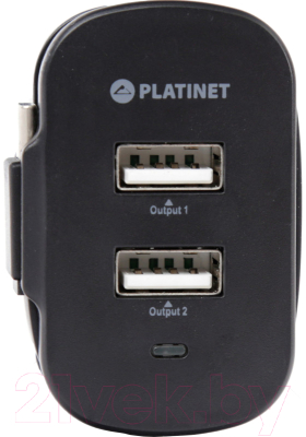 Зарядное устройство сетевое Platinet 2xUSB + Rolling Cable microUSB