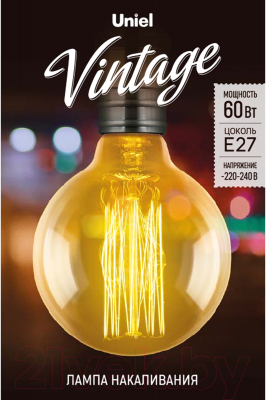Лампа Uniel Vintage IL-V-G80-60-GOLDEN-E27 VW01 / UL-00000478