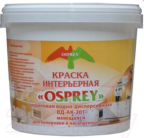 Краска Osprey Интерьерная влагостойкая ВД-АК-201 (1.4кг, белый)