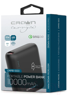 Портативное зарядное устройство Crown CMPB-1003 (черный)