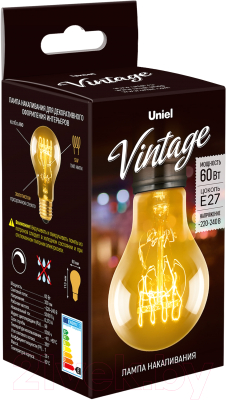 Лампа Uniel Vintage IL-V-A60-60-GOLDEN-E27 SW01 / UL-00000476