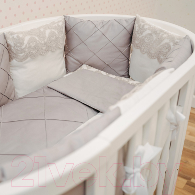 

Комплект постельный в кроватку DreamTex, Серое кружево