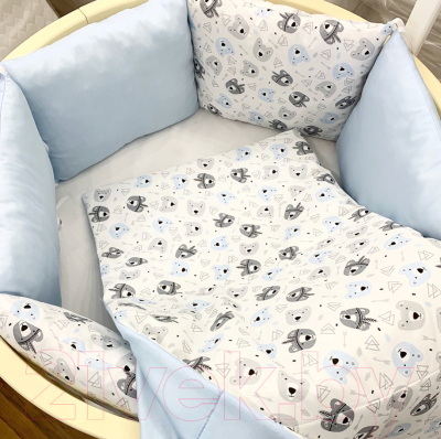 

Комплект постельный в кроватку DreamTex, Медвежата в голубом