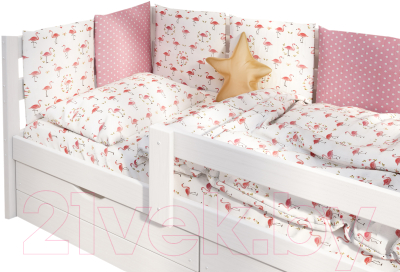 Бортик в кроватку DreamTex Розовый Фламинго