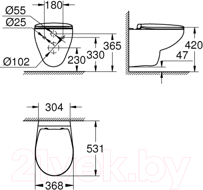 Унитаз подвесной GROHE Bau 39351000