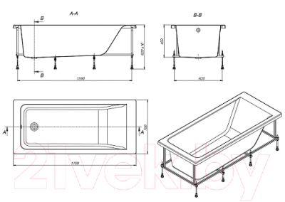 Ванна акриловая Roca Easy 170x70 / ZRU9302905