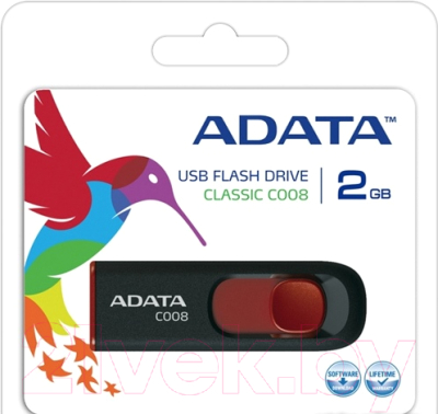 Usb flash накопитель A-data C008 Black+Red 4 Гб (AC008-4G-RKD)