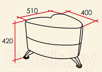 Пуф Виктория Мебель Сердце / СК 2519г