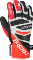 Перчатки лыжные Reusch Worldcup Warrior DH / 6011119-7810 (р-р 8.5, Black/White/Fluo Red) - 