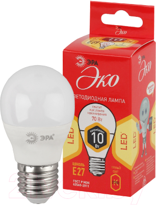 Лампа ЭРА Eco LED P45-10W-827-E27 QX / Б0048373