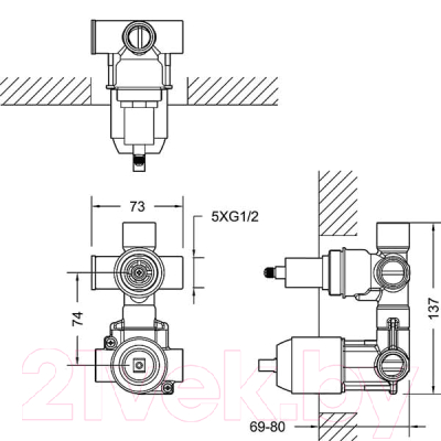 Встраиваемый механизм смесителя Bravat D982CP-В-ENG