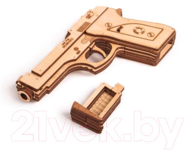 Пистолет игрушечный Wood Trick Пистолет-резинкострел с мишенями / 1234-10