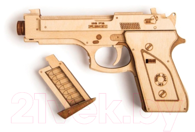 Пистолет игрушечный Wood Trick Пистолет-резинкострел с мишенями / 1234-10
