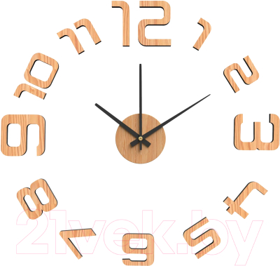 Часы-наклейка на стену KLEBER KLE-CL208 (светлое дерево)