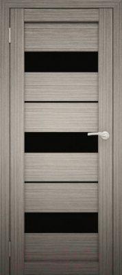 Дверь межкомнатная Юни Амати 12 40x200 (дуб дымчатый/стекло черное)