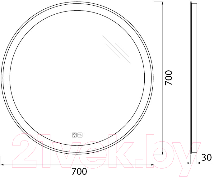 Зеркало BelBagno SPC-RNG-700-LED-TCH-WARM