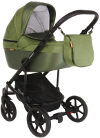 Детская универсальная коляска Pituso Confort Plus 2 в 1 (оливковый/кожа оливковый металлик) - 