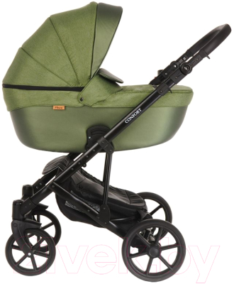 Детская универсальная коляска Pituso Confort Plus 2 в 1 (оливковый/кожа оливковый металлик)