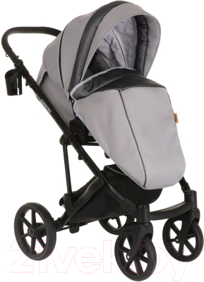 Детская универсальная коляска Pituso Confort Plus 2 в 1 (серый/кожа темно-серый)