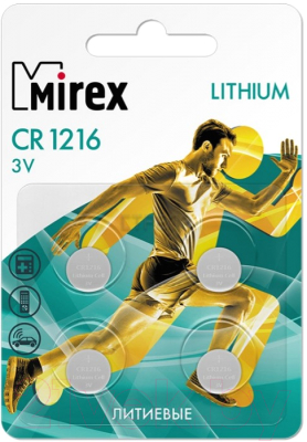 Комплект батареек Mirex CR1216 3V / 23702-CR1216-E4 (4шт)