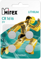 Комплект батареек Mirex CR1616 3V / 23702-CR1616-E4 (4шт) - 