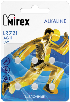 Комплект батареек Mirex AG11/LR721 1.5V / 23702-LR721-E6 (6шт)