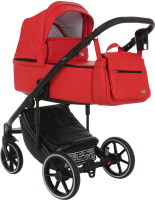 Детская универсальная коляска Pituso Bella 2 в 1 (кожа красный/рама черный/гель колеса) - 