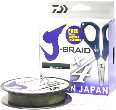

Леска плетеная Daiwa, Зеленый, J-Braid X4E-W/SC 0.21мм 135м + ножницы / 40002820