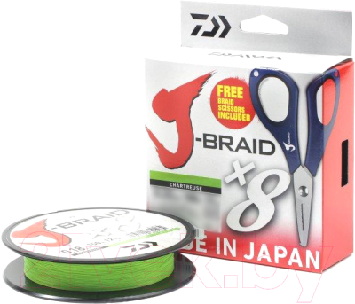 

Леска плетеная Daiwa, Ярко-желтый, J-Braid X8E-W/SC 0.18мм 300м + ножницы / 40002965