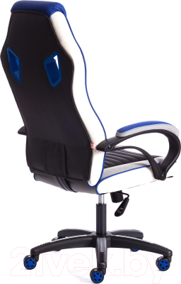 Кресло геймерское Tetchair Pilot кожзам/ткань (черный перфорированный/светло-серый/синий)