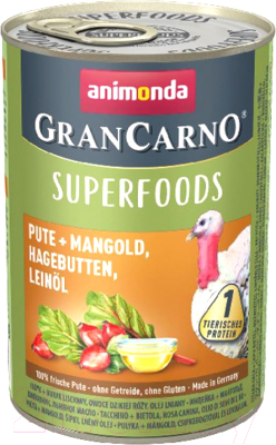 

Корм для собак Animonda, GranCarno Superfoods индейка, шиповник