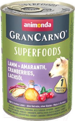 

Корм для собак Animonda, GranCarno Superfoods ягненок, амарант, клюква