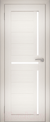 Дверь межкомнатная Юни Амати 18 40x200 (эшвайт/стекло белое)