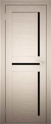 Дверь межкомнатная Юни Амати 18 40x200 (дуб беленый/стекло черное)