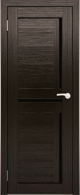 Дверь межкомнатная Юни Амати 18 40x200 (дуб венге/стекло черное)