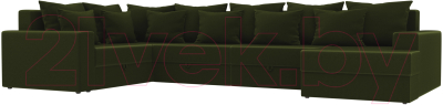 Диван П-образный Mebelico Мэдисон-П 93 левый / 106856 (микровельвет, зеленый)