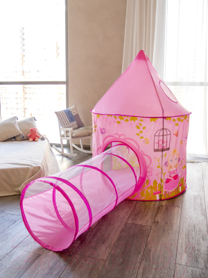 Детская игровая палатка Фея Порядка Домик Белоснежки с манежем / CT-300 (розовый)