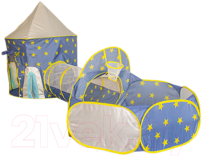 Детская игровая палатка Фея Порядка Замок звездочета с манежем / CT-305 (синий/серебро)