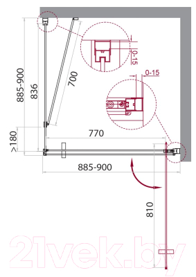 Душевой уголок BelBagno MARMI-A-1-90-C-Cr