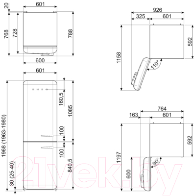 Холодильник с морозильником Smeg FAB32LRD5